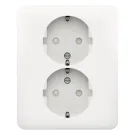 Niko 101-67865 Dubbel stopcontact met randaarde en beschermingsafsluiters White