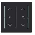 Busch Jaeger LFDW/A.2.70.11-45M Busch-art linear Afdekking 2-voudig wip voor keypad met symbool “Dimmen/Jaloezie" Zwart mat