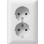 Gira 078803 Systeem 55 Dubbele wandcontactdoos met randaarde 16A 250V Met vaste afdekplaat Voor enkele inbouwdoos Standard 55 Met steekklemmen Zuiver wit glanzend