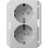 Gira 2735015 Systeem 55 Dubbele wandcontactdoos met randaarde 16A 250V met verhoogde aanraakbeveiliging (Safety Plus) voor inbouwdoos 1,5 voudig Grijs mat