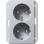 Gira 273526 Systeem 55 Dubbele wandcontactdoos met randaarde 16A 250V met verhoogde aanraakbeveiliging (Safety Plus) voor inbouwdoos 1,5 voudig Kleur aluminium