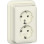 Gira 478010 Opbouw Dubbele wandcontactdoos met randaarde 16 A 250 V~ met montageplaat en adapter K/P25 Crème wit
