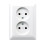 Jung AS 5010 U WW 2-voudige wandcontactdoos zonder beschermingscontact 16A 250V Voor enkele inbouwdoos Alpine wit
