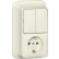 Gira 417510 Opbouw Combinatie Serieschakelaar/ wandcontactdoos met randaarde 16 A 250 V~ verticaal met montageplaat en adapter K/P25 Crème wit