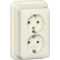 Gira 478010 Opbouw Dubbele wandcontactdoos met randaarde 16 A 250 V~ met montageplaat en adapter K/P25 Crème wit