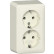Gira 478012 Opbouw Dubbele wandcontactdoos met randaarde 16 A 250 V~ met montageplaat Crème wit