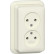 Gira 479110 Opbouw Dubbele wandcontactdoos zonder randaarde 2-polig 16 A 250 V~ met montageplaat en adapter K/P25 Crème wit glanzend 