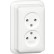 Gira 479111 Opbouw Dubbele wandcontactdoos zonder randaarde 2-polig 16 A 250 V~ met montageplaat en adapter K/P25 Zuiver wit 