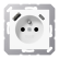 Jung A 1520 F-15 CA WW Wandcontactdoos Frans/Belgisch systeem en USB-laadcontactdoos type C/A Alpine wit