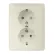 Niko 100-67865 Dubbel stopcontact met randaarde en beschermingsafsluiters Cream