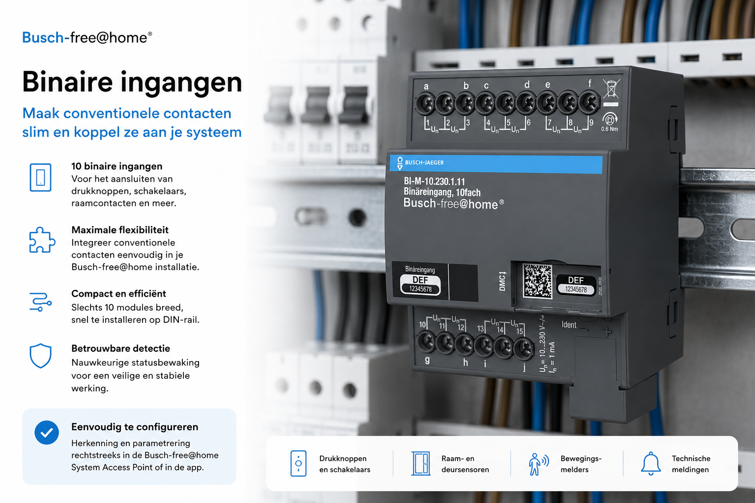 Busch-free@home binaire ingangen: bestaande schakelaars, raamcontacten en sensoren koppelen aan je smart home