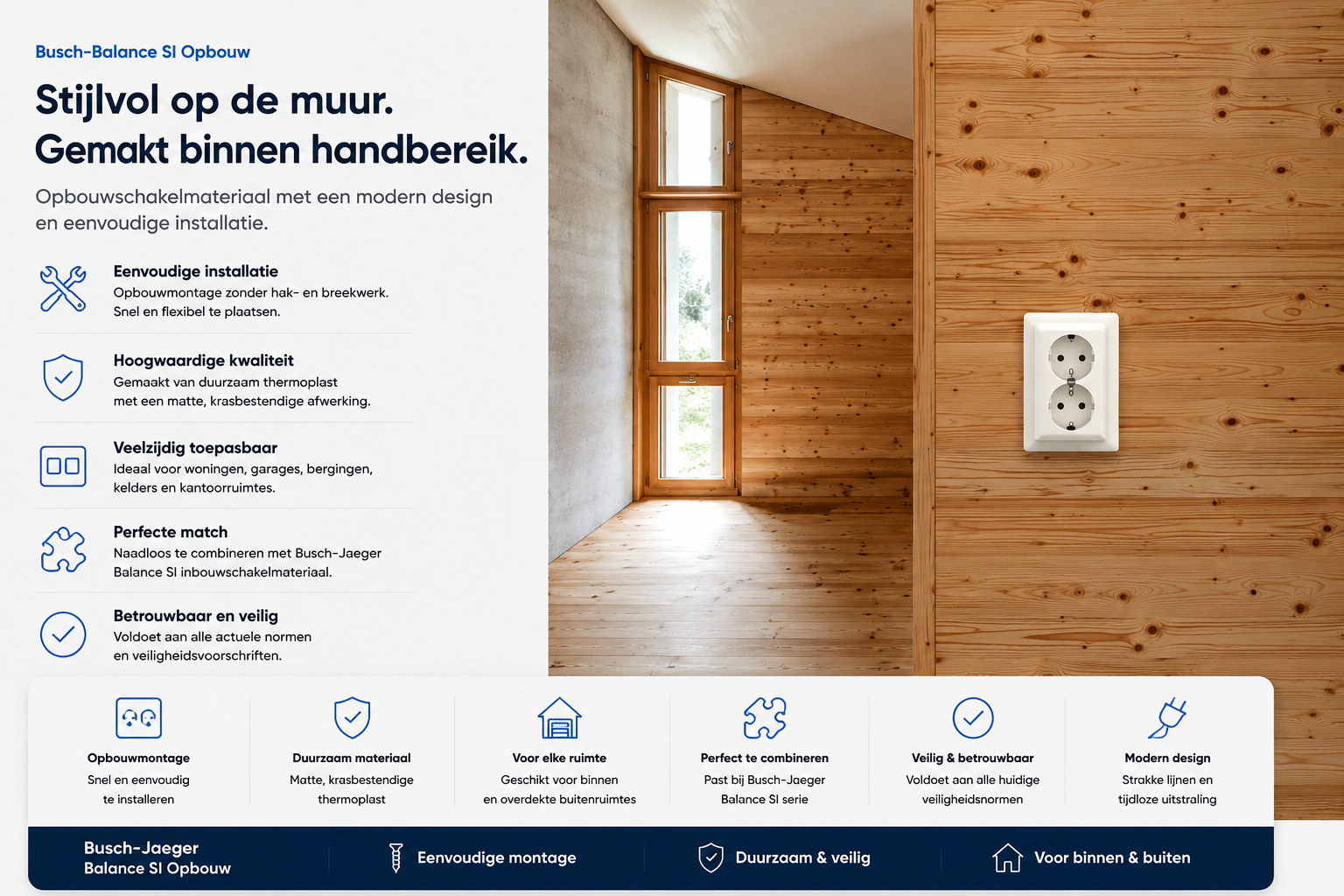 Busch-Jaeger Busch-balance AP plus opbouwcombinatie met schakelaar en wandcontactdoos in alpinwit