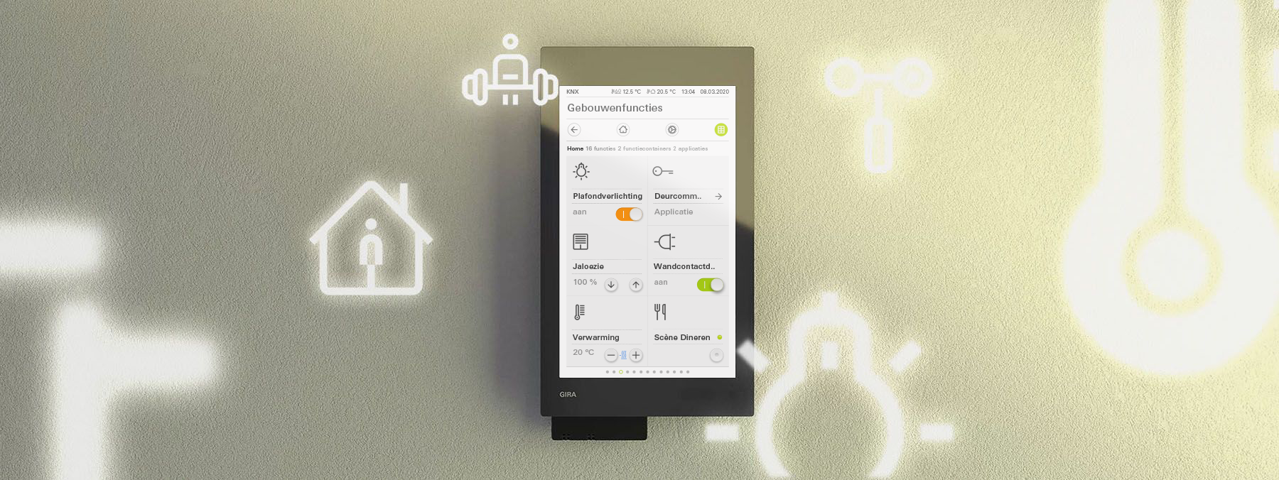 Gira KNX smart home: bediening van licht, zonwering en verwarming