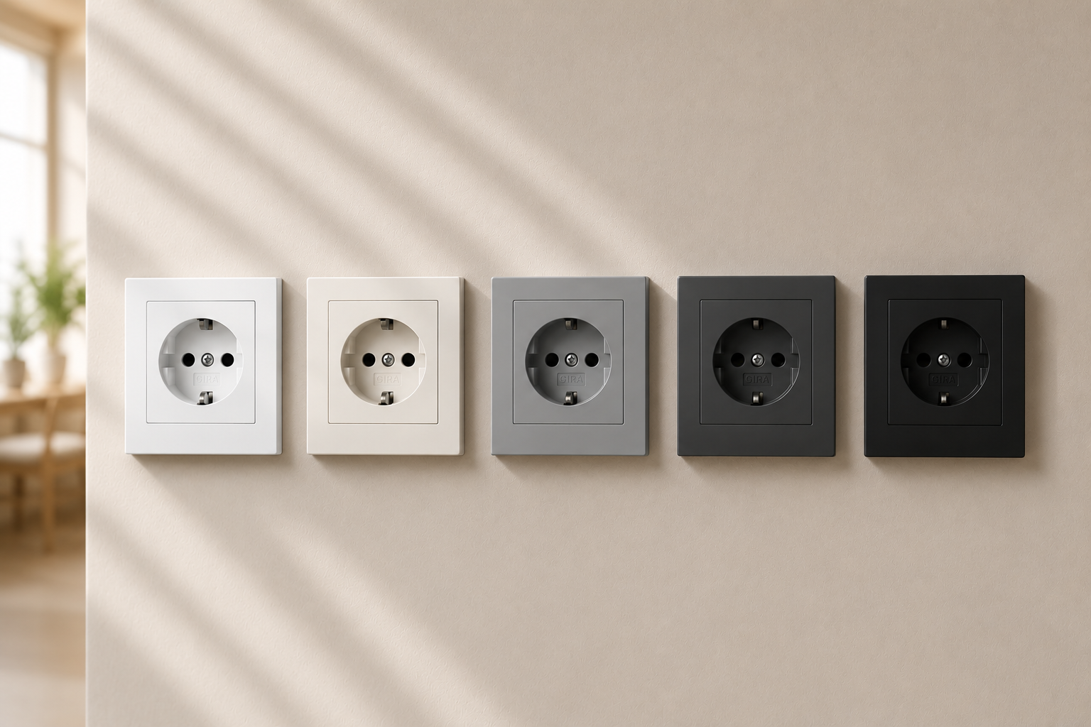 Gira wandcontactdozen in verschillende uitvoeringen en kleuren